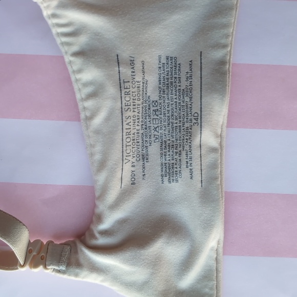 Victoria's Secret Elegant Cream Bra Body By Victoria Lined Perfect Size 34D - Picture 6 of 6